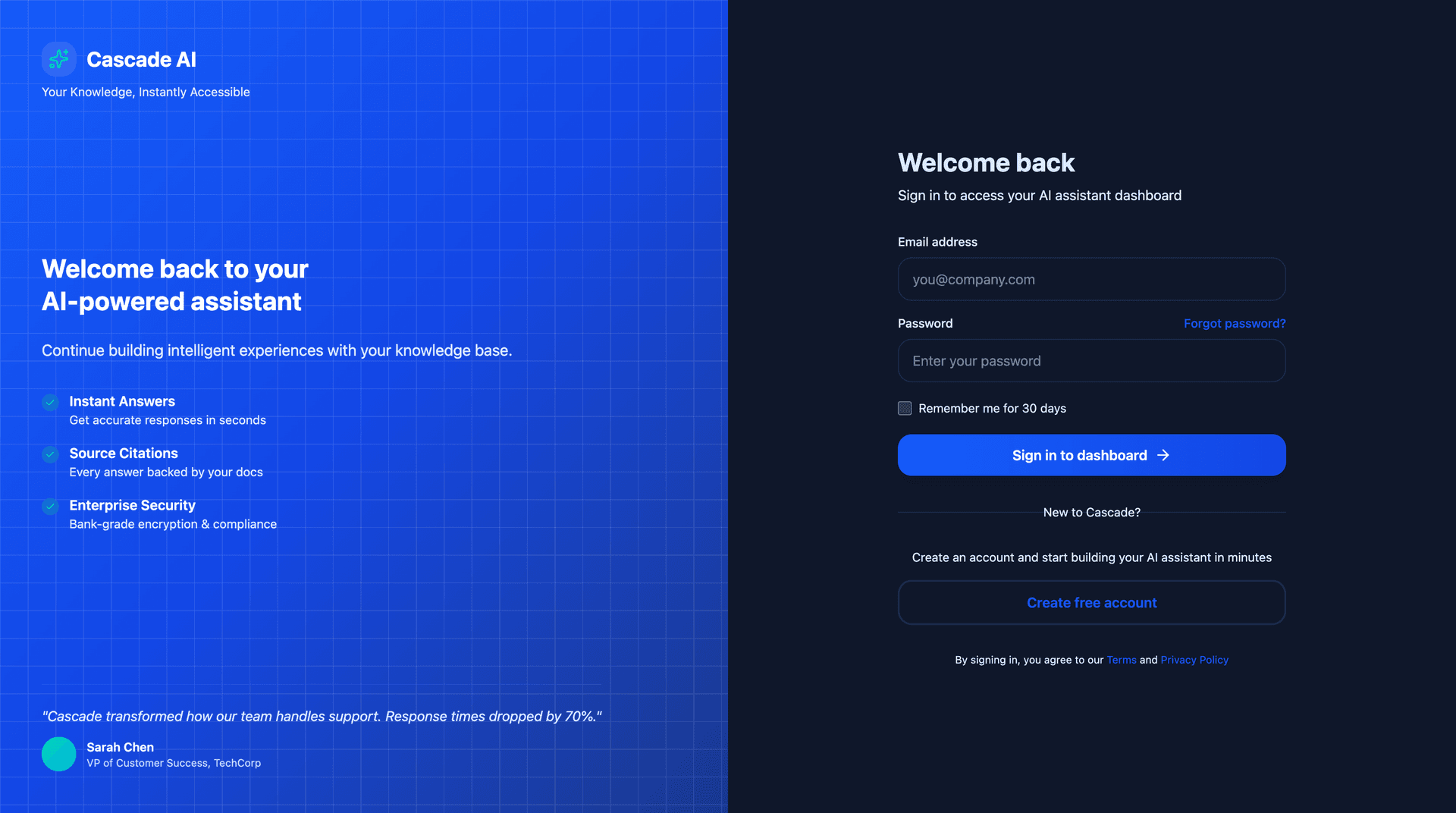 Create your account screenshot